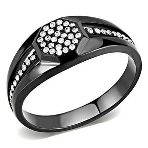 DA282 IP Black(Ion Plating) Stainless Steel Ring with AAA Grade CZ in Clear-WildKlass Jewelry