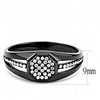 DA282 IP Black(Ion Plating) Stainless Steel Ring with AAA Grade CZ in Clear-WildKlass Jewelry