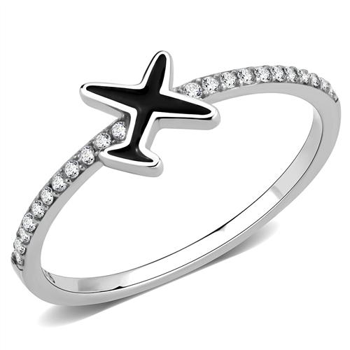 DA311 No Plating Stainless Steel Ring with Epoxy in Jet-WildKlass Jewelry