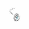 Rose Gold, Gold, Silver Sparkling Ornate Teardrop L-Shape & Stud Nose Ring-WildKlass Jewelry