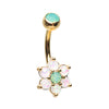 Silver & Golden & Rose Gold Admirable Glitter Opal Flower Belly Button Ring-WildKlass Jewelry
