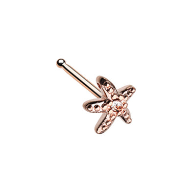 Golden & Rose Gold Wish upon a Starfish L-Shape & Stud Nose Ring-WildKlass Jewelry