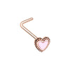 Golden & Rose Gold Doily Valentine Heart L-Shape& Stud Nose Ring-WildKlass Jewelry