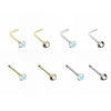 Gold, Silver Prong Set Iridescent Gem Top Steel L-Shaped, Stud Nose Ring-WildKlass Jewelry