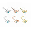 Gold, Rose Gold, Silver Sparkling Ornate Lotus L-Shape & Stud Nose Ring-WildKlass Jewelry