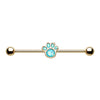 Golden & Silver Animal Lover Opal Paw Print Industrial Barbell-WildKlass Jewelry