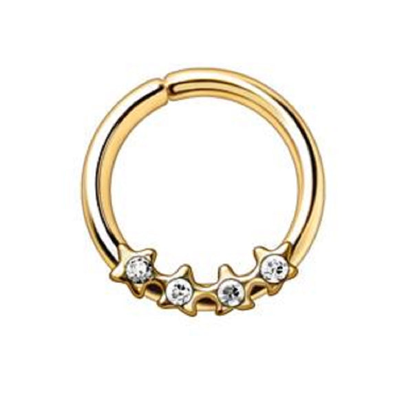 WILDKLASS Gold Plated Jeweled Stars Annealed Seamless Ring-WildKlass Jewelry