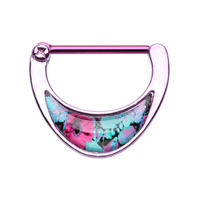 Gold & Purple Tropical Inlay Nipple Clicker-WildKlass Jewelry
