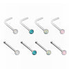 Opalite Press Fit Gem Top Steel L-Shape & Stud Nose Ring-WildKlass Jewelry