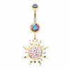 Rose Gold & Golden & Blackline Multi-Sprinkle Dot Sun Belly Button Ring-WildKlass Jewelry