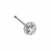 Gold, Rose Gold, Silver Round Ornate CZ Gem L-Shape, Stud Nose Ring-WildKlass Jewelry
