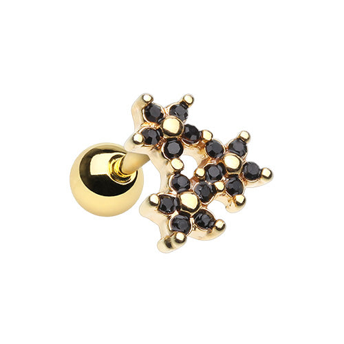 Golden, Rose Gold Flourishing Triple Spring Flower Cluster Cartilage Tragus Earring-WildKlass Jewelry