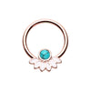 Silver & Rose Gold Filigree Synthetic Turquoise Steel Captive Bead Ring-WildKlass Jewelry