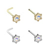 Golden & Silver Revo Illumilating Snowflake L-Shape & Stud Nose Ring-WildKlass Jewelry