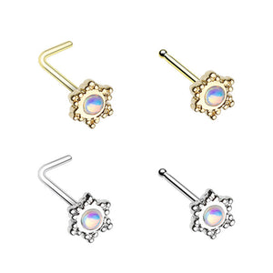 Golden & Silver Revo Illumilating Snowflake L-Shape & Stud Nose Ring-WildKlass Jewelry
