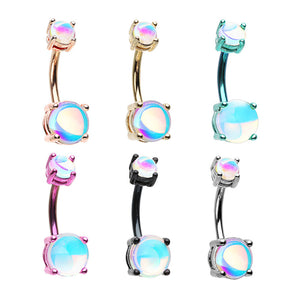 Colorline & Golden & Rose Gold Revo Illuminating Prong Set Belly Button Ring-WildKlass Jewelry