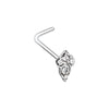 Silver & Rose Gold Elegant Victorian L-Shape Nose Ring-WildKlass Jewelry