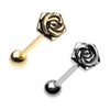 Golden & Silver Rose Petal Barbell Tongue Ring-WildKlass Jewelry