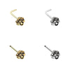 Golden & Silver Hellebore Floral L-Shape & Stud Nose Ring-WildKlass Jewelry