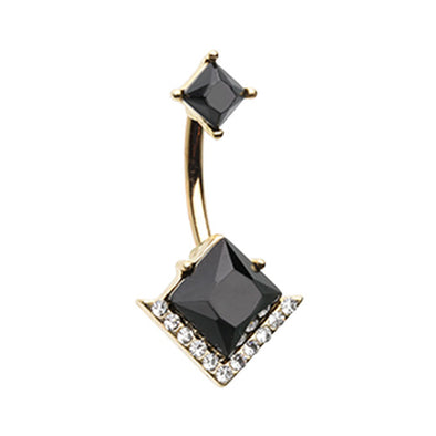 Silver & Golden Gatsby Art Deco Belly Button Ring-WildKlass Jewelry