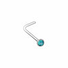 Opalite Press Fit Gem Top Steel L-Shape & Stud Nose Ring-WildKlass Jewelry