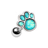 Gold & Silver Animal Lover Opal Paw Print Cartilage Tragus Earring-WildKlass Jewelry