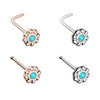 Rose Gold & Silver Tribal Goddess L-Shape Nose Ring-WildKlass Jewelry
