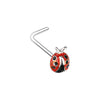 Silver & Gold Dainty Ladybug L-Shape Nose Ring-WildKlass Jewelry