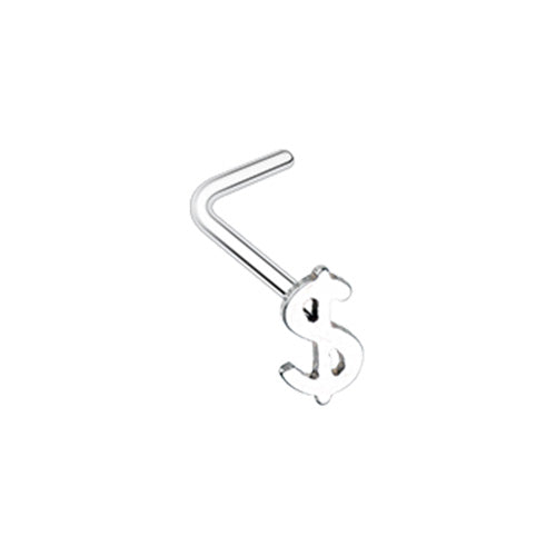 Golden & Rose Gold & Silver Dollar Money Sign L-Shape Nose Ring-WildKlass Jewelry