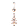 Rose Gold Falling for You & Key to Happiness Belly Button Ring-WildKlass Jewelry