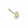 Gold, Rose Gold, Silver Sparkling Ornate Paisley L-Shape, Stud Nose Ring-WildKlass Jewelry