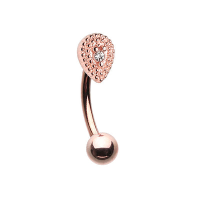 Rose Gold, Silver Aria Sparkle Teardrop Curved Barbell Eyebrow Ring-WildKlass Jewelry