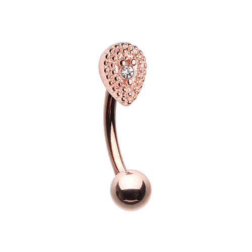 Rose Gold, Silver Aria Sparkle Teardrop Curved Barbell Eyebrow Ring-WildKlass Jewelry