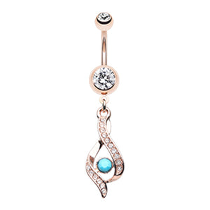 Rose Gold Gypsy Dangle Belly Button Ring-WildKlass Jewelry