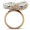 GL219 IP Rose Gold(Ion Plating) Brass Ring with Top Grade Crystal in Multi Color-WildKlass Jewelry