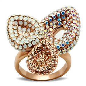 GL219 IP Rose Gold(Ion Plating) Brass Ring with Top Grade Crystal in Multi Color-WildKlass Jewelry