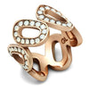 GL232 IP Rose Gold(Ion Plating) Brass Ring with Top Grade Crystal in Aurora Borealis (Rainbow Effect)-WildKlass Jewelry