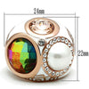 GL248 IP Rose Gold(Ion Plating) Brass Ring with Synthetic in Multi Color-WildKlass Jewelry