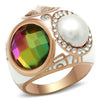 GL248 IP Rose Gold(Ion Plating) Brass Ring with Synthetic in Multi Color-WildKlass Jewelry