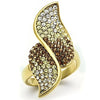 GL304 IP Gold(Ion Plating) Brass Ring with Top Grade Crystal in Multi Color-WildKlass Jewelry