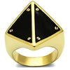 GL325 IP Gold(Ion Plating) Brass Ring with Epoxy in Jet-WildKlass Jewelry