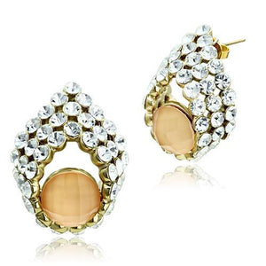 GL355 IP Gold(Ion Plating) Brass Earrings with Synthetic in Orange-WildKlass Jewelry