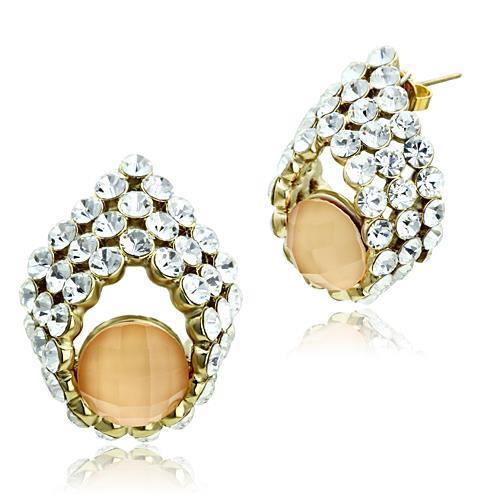 GL355 IP Gold(Ion Plating) Brass Earrings with Synthetic in Orange-WildKlass Jewelry