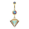 Urban Iridescent Diamond 316L Surgical Steel Belly Button Ring-WildKlass Jewelry
