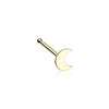Golden Dainty Crescent Moon Icon Nose Stud Ring 316L Surgical Steel-WildKlass Jewelry