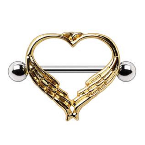 WildKlass Gold Plated Winged Heart Nipple Shield-WildKlass Jewelry