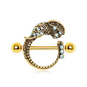 Gold Plated Tribal Elephant WildKlass Nipple Shield-WildKlass Jewelry