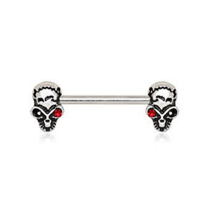 316L Stainless Steel Red Eye Alien Skull WildKlass Nipple Bar-WildKlass Jewelry