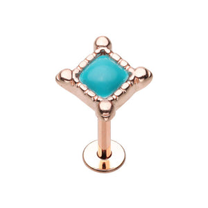 Rose Gold Turquoise Bohemian Steel WildKlass Labret-WildKlass Jewelry