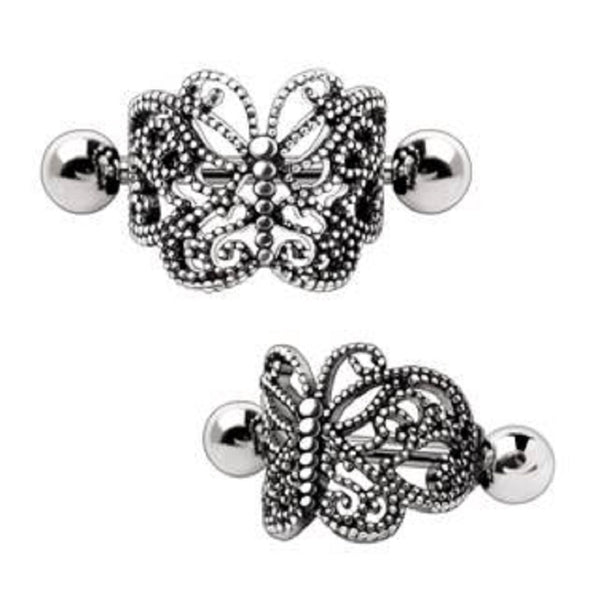 WildKlass 316L Stainless Steel Ornate Butterfly Cartilage Cuff Earring-WildKlass Jewelry